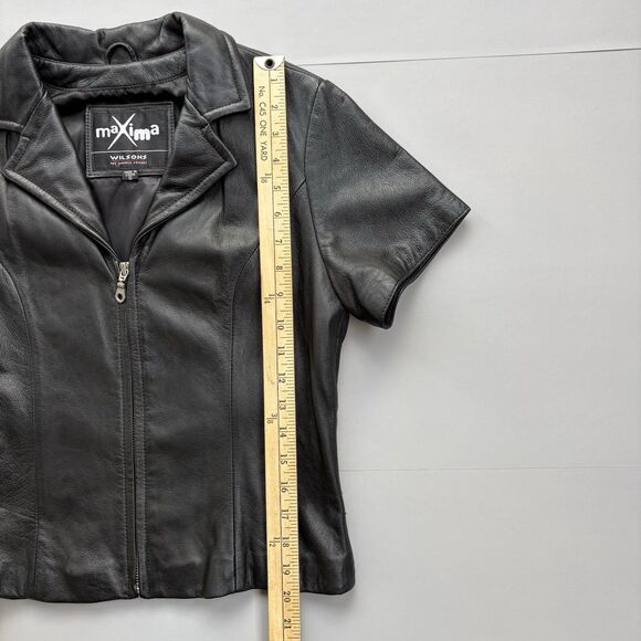 Wilsons Maxima Leather Moto Zip Short Sleeve Jacket Womens Small Punk Grunge Y2K - Picture 7 of 14